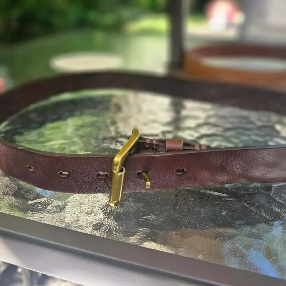 Banana Republic Brown Genuine Leather Belt Men's Size 34 Brass Buckle 34